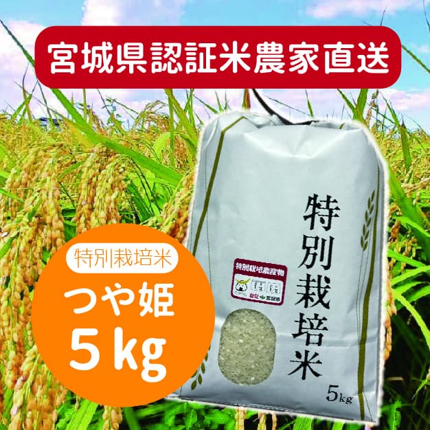宮城県.特別栽培米.新米.農家直送.つや姫5kg